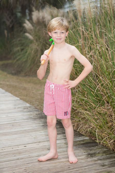 Boys Red Swim Suit - childrens clothing smocked heirloom bishop gowns
