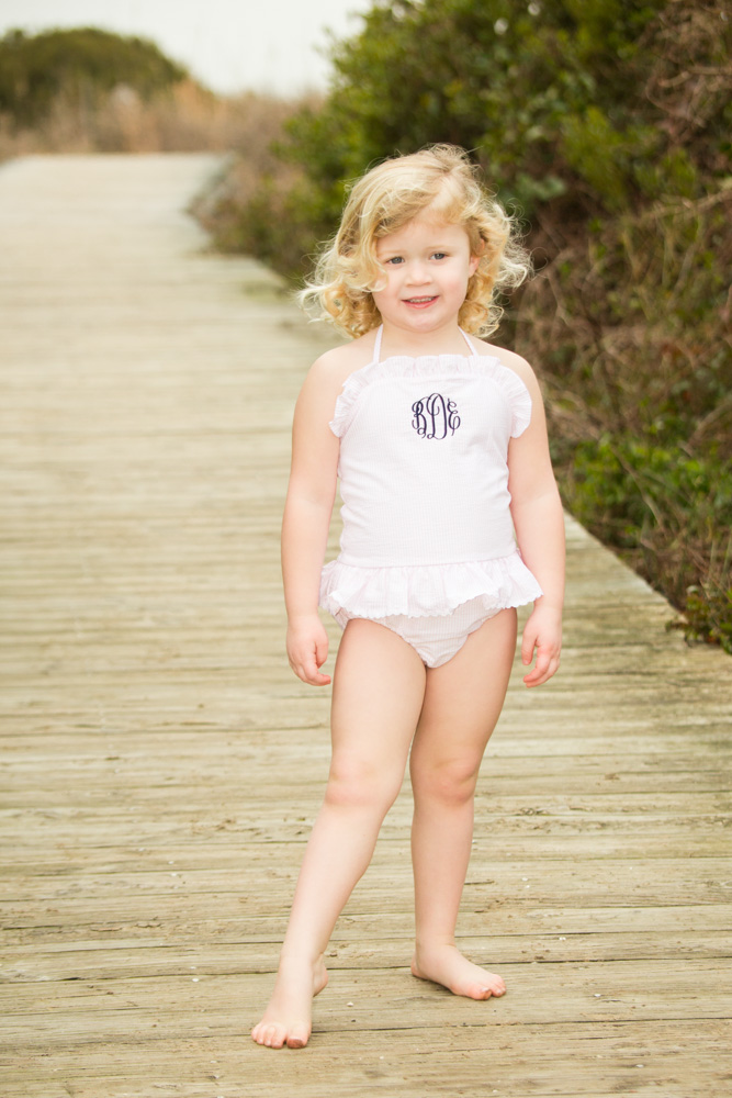 Pinkseersucker One Piece Swimsuit - Childrens Clothing -9509